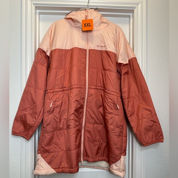 New Columbia Women's Flash Challenger Sherpa Lined Long Jacket size XXL IN PEACH - Picture 4 of 11